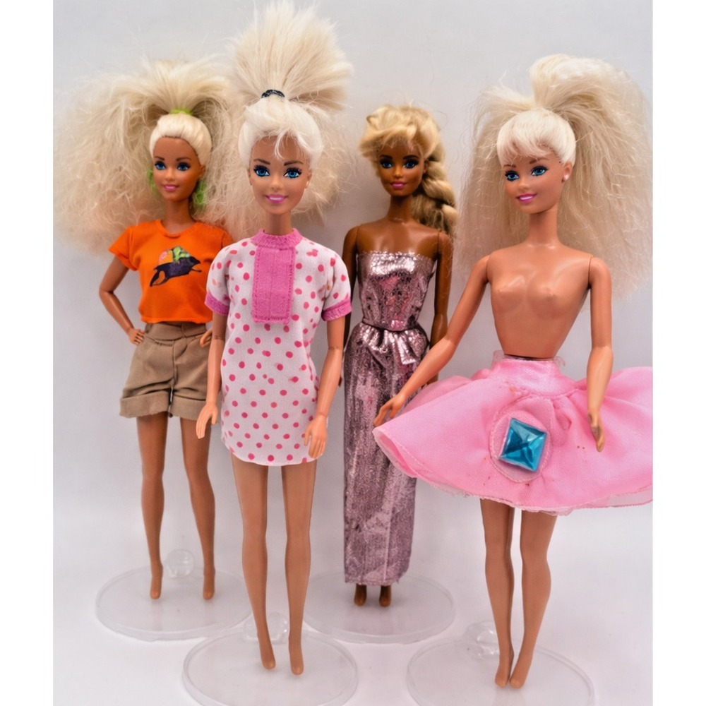 Vintage 1990s Barbie Doll Lot of 4‎ Mattel Blonde Redressed Clothing